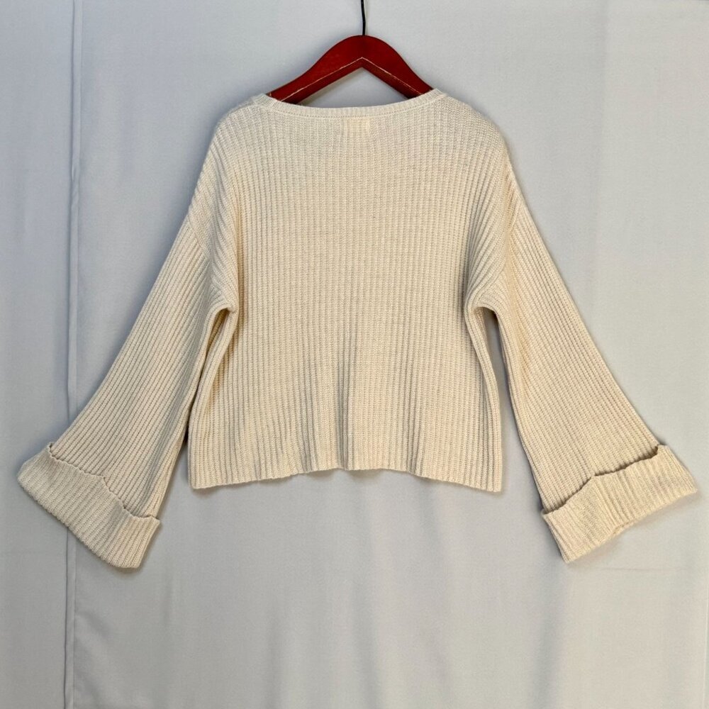Nation LTD Jude Cream Baby Alpaca Blend Bell Cuff Sleeve Oversized Sweater Small - Picture 5 of 12